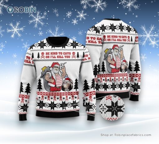 Be Kind To Cats Ugly Christmas Sweater, Christmas Gift For Cat Love