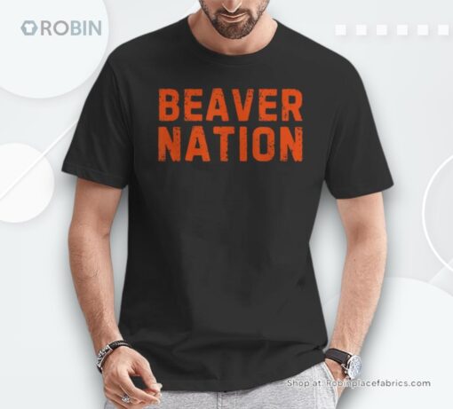 Beaver Nation Orange Distressed Font Shirt