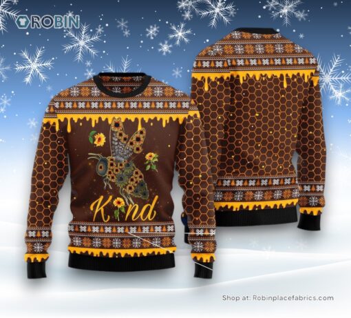 Bee Kind Sunflower Ugly Christmas Sweatshirt, Sweater