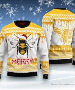 Bee Merry Santa Hat Ugly Christmas Sweater