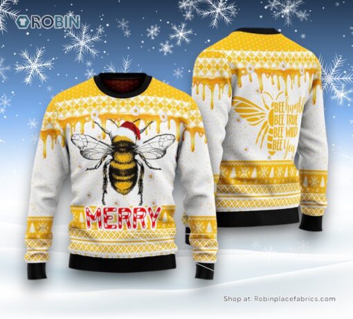 Bee Merry Santa Hat Ugly Christmas Sweater