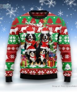 Bernese Mountain Dog Family Ugly Christmas Sweater, Christmas Gift For Dog Love