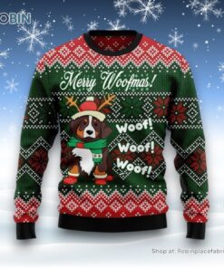 Bernese Mountain Dog Woofmas Ugly Christmas Sweater, Christmas Gift For Dog Love