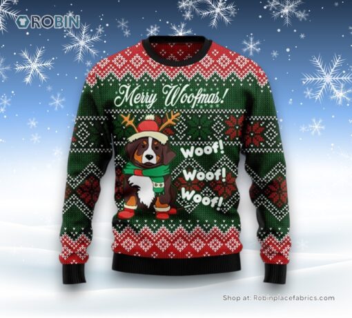 Bernese Mountain Dog Woofmas Ugly Christmas Sweater, Christmas Gift For Dog Love