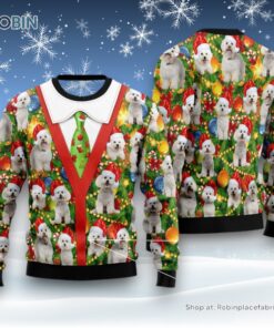 Bichon Xmas Pine Ugly Christmas Sweatshirt, Sweater