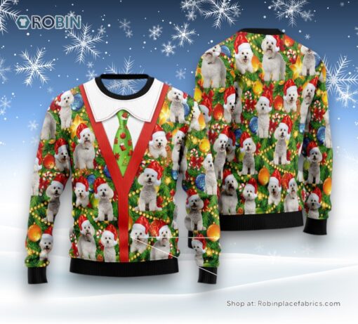 Bichon Xmas Pine Ugly Christmas Sweatshirt, Sweater