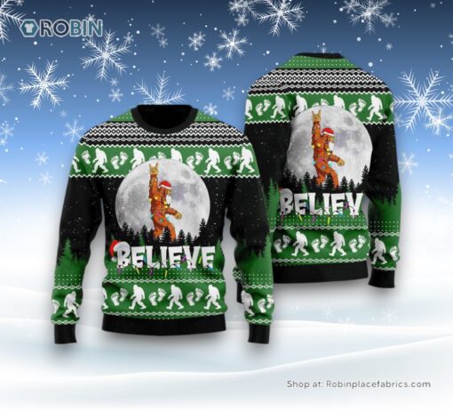 Bigfoot Believe Christmas Ugly Christmas Sweater, Ugly Sweater For Men And Women