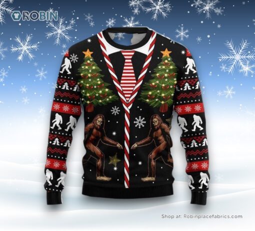 Bigfoot Christmas Tree Ugly Christmas Sweater, Ugly Sweater For Men And Women