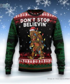 Bigfoot Don‘t Stop Believing Ugly Christmas Sweatshirt, Sweater, Ugly Sweater For Men And Women