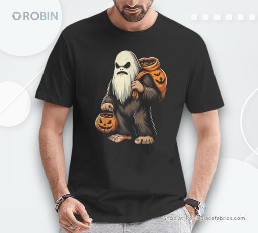 Bigfoot Halloween Costume Sasquatch Ghost Pumpkin Shirt