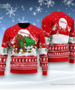 Bigfoot Mery Squatchmas Pine Tree Ugly Christmas Sweater, Ugly Sweater For Men And Women
