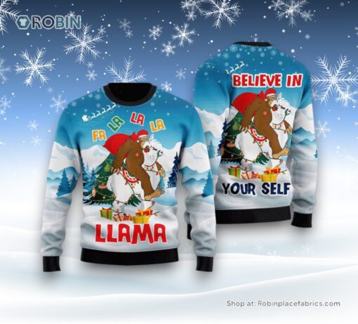 Bigfoot Riding Llama Ugly Christmas Sweater, Ugly Sweater For Men And Women