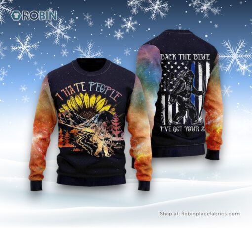 Bigfoot Sunflower I Hate People Camping Ugly Christmas Sweater, Ugly Sweater For Men And Women
