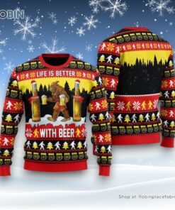 Bigfoot Sweater, Christmas Is Better With Beer Ugly Christmas Sweater, Ugly Sweater For Men And Women