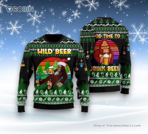 Bigfoot Sweater, Wild Beer Ugly Christmas Sweater, Ugly Sweater For Men And Women