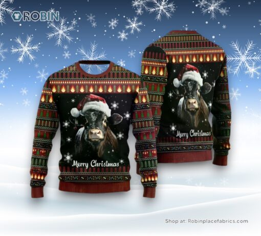 Black Angus Cow Ugly Christmas Sweatshirt, Sweaters For Men Women, Christmas Gift, Farmers Sweater