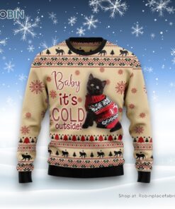 Black Cat Baby Ugly Christmas Sweater, Christmas Gift For Cat Love