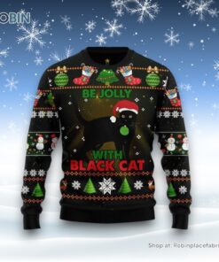 Black Cat Be Jolly Ugly Christmas Sweater, Christmas Gift For Cat Love