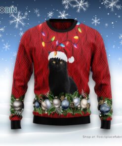 Black Cat Christmas Beauty Ugly Christmas Sweater, Christmas Gift For Cat Love
