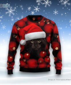 Black Cat Christmas Funny Family Ugly Christmas Sweater, Christmas Gift For Cat Love