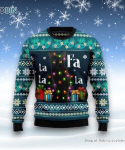 Black Cat Falalala Ugly Christmas Sweater, Christmas Gift For Cat Love