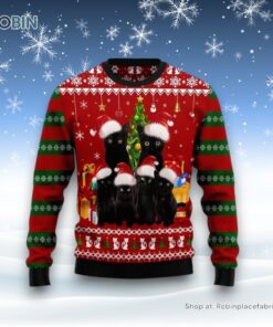 Black Cat Family Christmas Ugly Christmas Sweater, Christmas Gift For Cat Love Black Cat Family Christmas Ugly Christmas Sweater, Christmas Gift For Cat Love