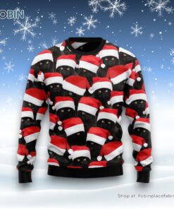Black Cat Group Ugly Christmas Sweater, Christmas Gift For Cat Love