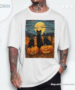 Black Cat Halloween Cat Lovers Starry Night Cat Van Gogh Cat Shirt Black Cat Halloween Cat Lovers Starry Night Cat Van Gogh Cat Shirt