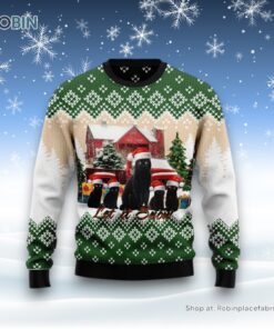 Black Cat Let It Snow Ugly Christmas Sweatshirt, Sweater, Christmas Gift For Cat Love