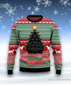 Black Cat Meowy Ugly Christmas Sweatshirt, Sweater, Christmas Gift For Cat Love Black Cat Meowy Ugly Christmas Sweatshirt, Sweater, Christmas Gift For Cat Love