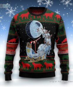 Black Cat Sleigh To Death Star Ugly Christmas Sweater, Christmas Gift For Cat Love Black Cat Sleigh To Death Star Ugly Christmas Sweater, Christmas Gift For Cat Love