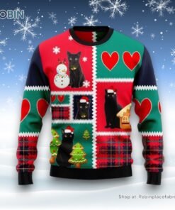 Black Cat Snow Ugly Christmas Sweatshirt, Sweater, Christmas Gift For Cat Love Black Cat Snow Ugly Christmas Sweatshirt, Sweater, Christmas Gift For Cat Love