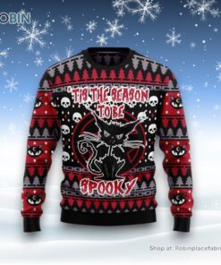 Black Cat Spooky Halloween Ugly Christmas Sweater, Christmas Gift For Cat Love Black Cat Spooky Halloween Ugly Christmas Sweater, Christmas Gift For Cat Love
