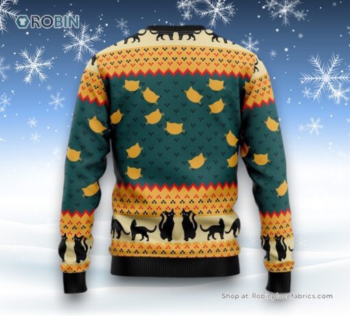 Black Cat Ugly Christmas Sweatshirt, Sweater 3D, Christmas Gift For Cat Love