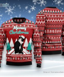 Black Meowy Christmas Ugly Christmas Sweater