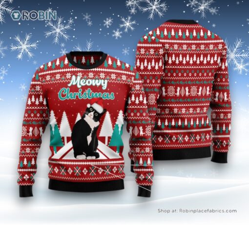 Black Meowy Christmas Ugly Christmas Sweater