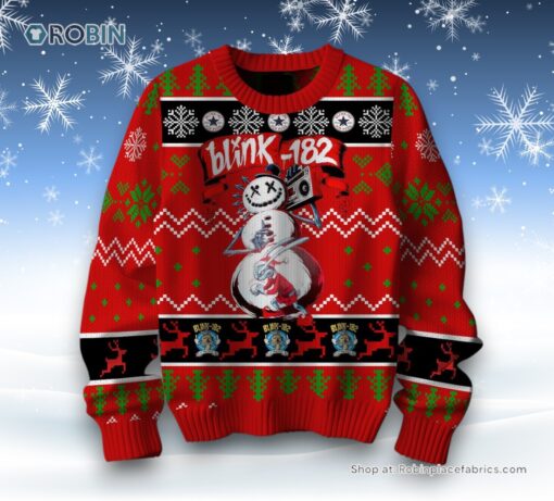 Blink 182 Custom Snowman Ugly Christmas Sweater and Sweatshirt