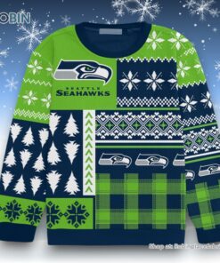 Blue Green Pattern Seattle Seahawks Christmas Gift Ugly Sweater and Sweatshirt Blue Green Pattern Seattle Seahawks Christmas Gift Ugly Sweater and Sweatshirt