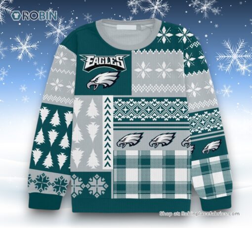 Blue White Pattern Philadelphia Eagles Bird Christmas Gift Ugly Sweater and Sweatshirt