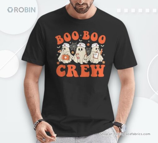 Boo Boo Crew Nurse Ghost Scrub Top Nursing Halloween Costume Shirt