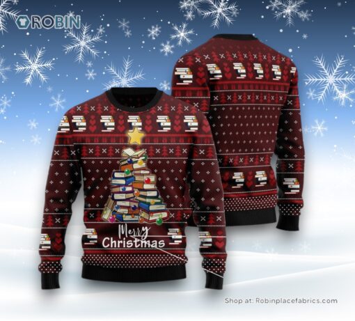 Book Pine Ugly Christmas Sweater