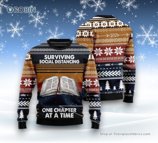 Book Retro Vintage Ugly Christmas Sweater