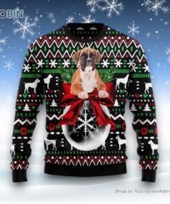 Boxer Xmas Ball Ugly Christmas Sweater, Christmas Gift For Dog Love