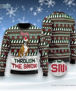 Boxers Through The Snow Christmas Ugly Sweater, Christmas Gift For Dog Love