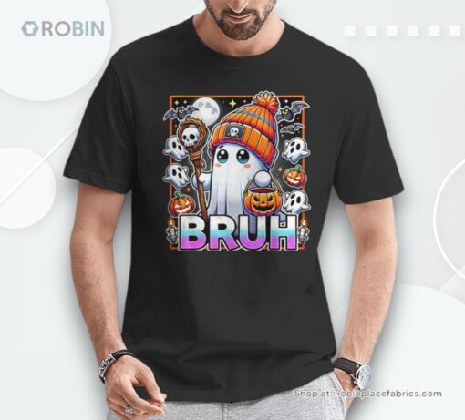 Bruh Cute Ghost Halloween Trick And Treat Candy Shirt