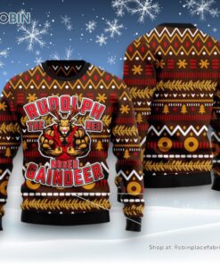 Buffed Rudolph The Red Nosed Reindeer Ugly Christmas Sweater