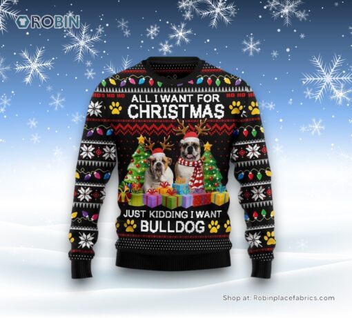 Bulldog Christmas Ugly Sweater, Christmas Gift For Dog Love