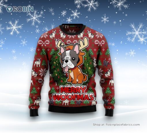 Bulldog Reindeer Ugly Christmas Sweater, Christmas Gift For Dog Love
