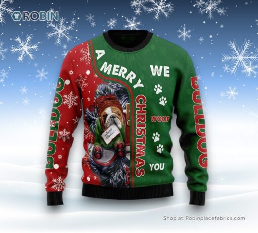 Bulldog Ugly Christmas Sweater 3D, Christmas Gift For Dog Love