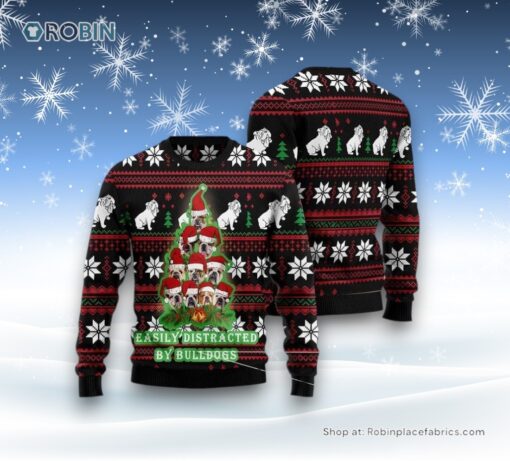 Bulldogs Tree Ugly Christmas Sweater 3D, Christmas Gift For Dog Love